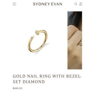 sydney evan GOLD NAIL RING WITH BEZEL-SET DIAMOND